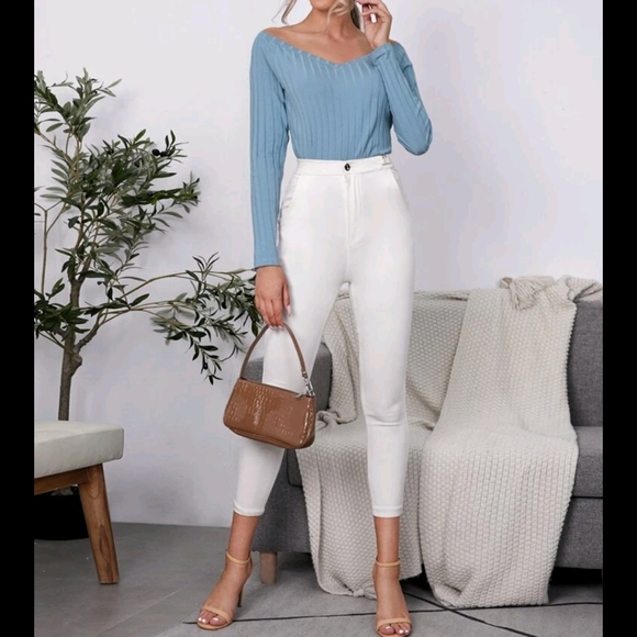 Off Shoulder Ribbed-Knit Shirt Women's - Picture 2 of 14